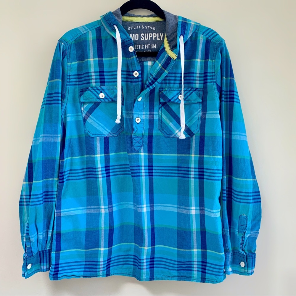 Mossimo Supply Co Plaid Shirt With Hoodie Size M